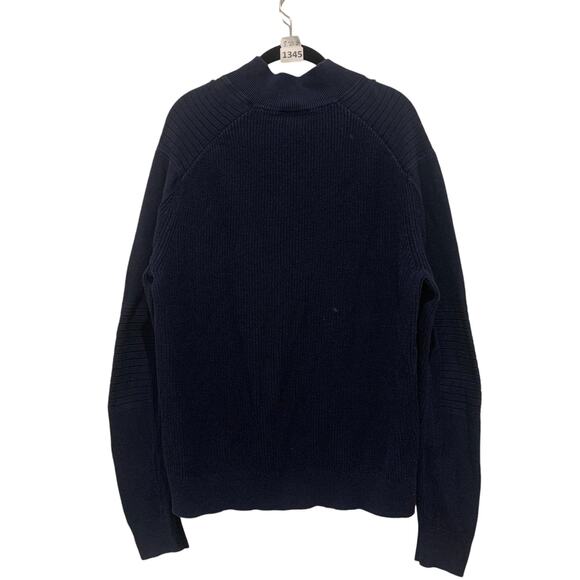 Mock Neck Zip Ribbed Sweater Express Navy Men's - Picture 7 of 7